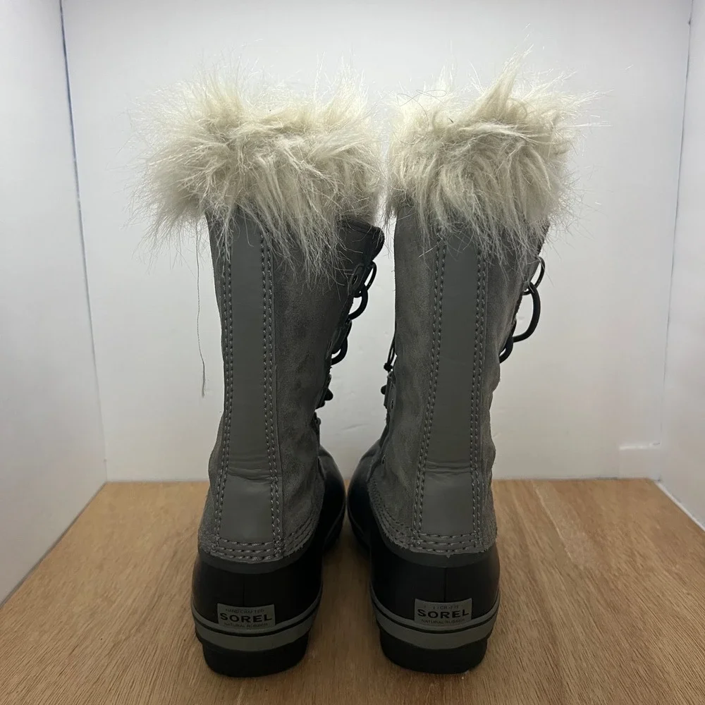 SOREL Joan of Arctic Snow Boots Kids Size 4 Gray Waterproof Insulated NY1966-052